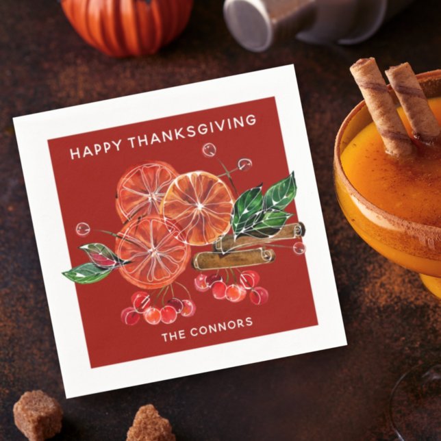 Autumn Orange Slices Cinnamon Sticks in Red Napkins (Creator Uploaded)