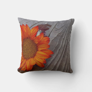Autumn Orange Sunflower Blossom Pillow