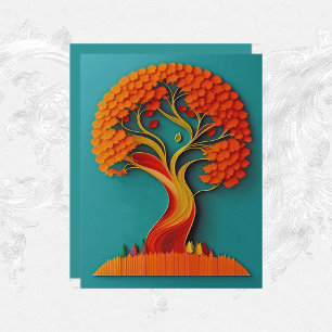 Autumn Orange Tree Quilling Scrapbook Paper