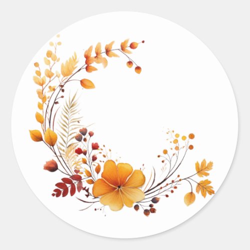 Autumn Orange Wreath Classic Round Sticker