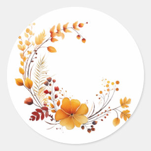 Autumn Orange Wreath Classic Round Sticker