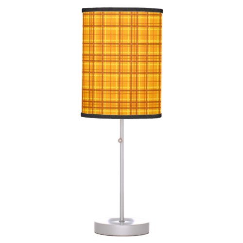 Autumn Orange Yellow Plaid Pattern Table Lamp