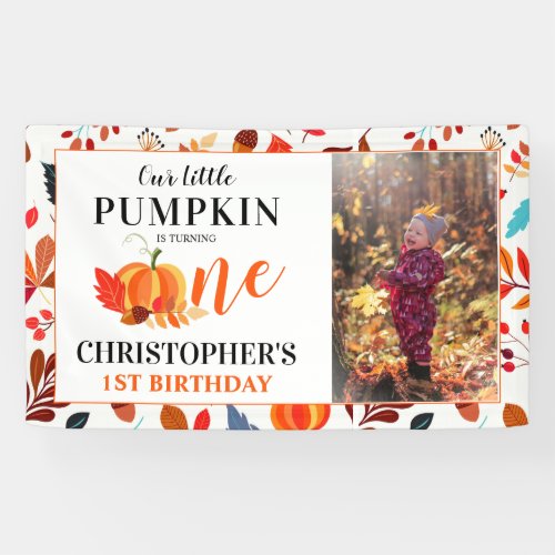 Autumn Our Little Pumpkin 1st Birthday Photo Banner