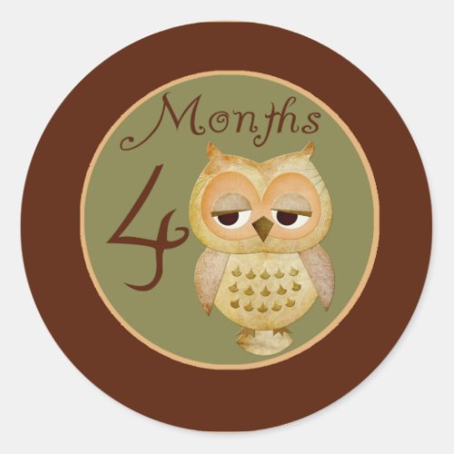 Autumn Owl 4 Months Sticker