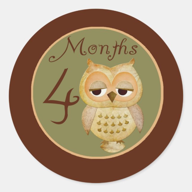 Autumn Owl 4 Months Sticker (Front)
