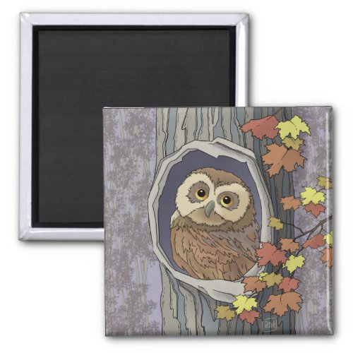 Autumn Owl and Fall Colors   Magnet