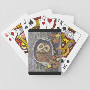 Autumn Owl and Fall Colors   Playing Cards