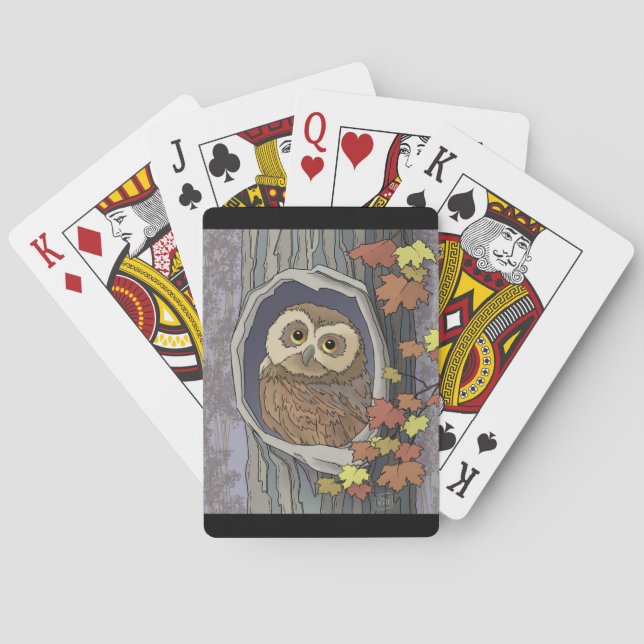 Autumn Owl and Fall Colors   Playing Cards (Back)