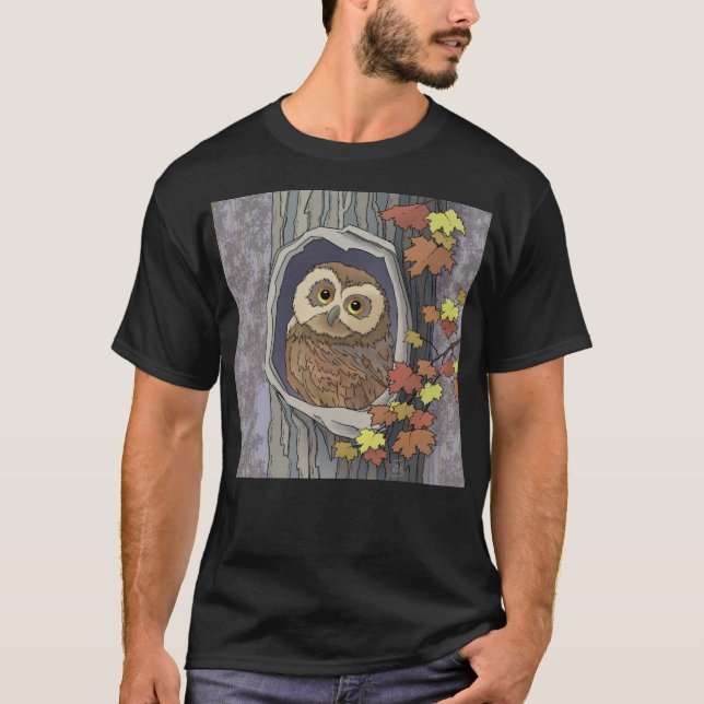 Autumn Owl and Fall Colors   T-Shirt (Front)