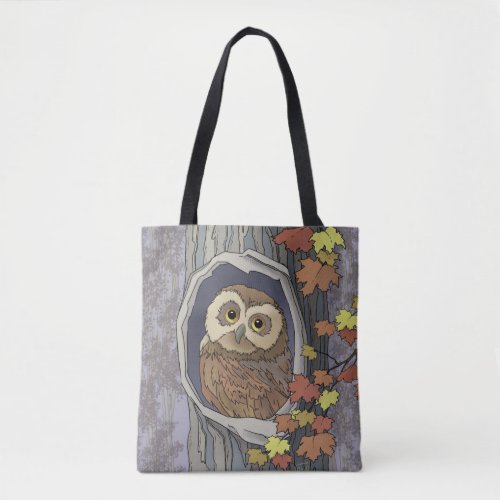 Autumn Owl and Fall Colors Tote