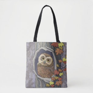 Autumn Owl and Fall Colors Tote Bag