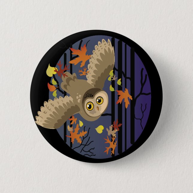 Autumn Owl Button (Front)