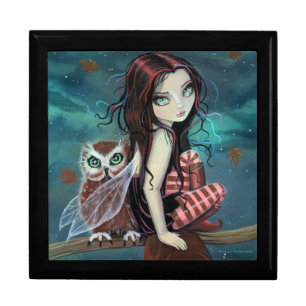 Autumn Owl Cute Gothic Fairy and Owl Trinket Box