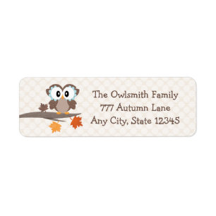 Autumn Owl Return Address Labels