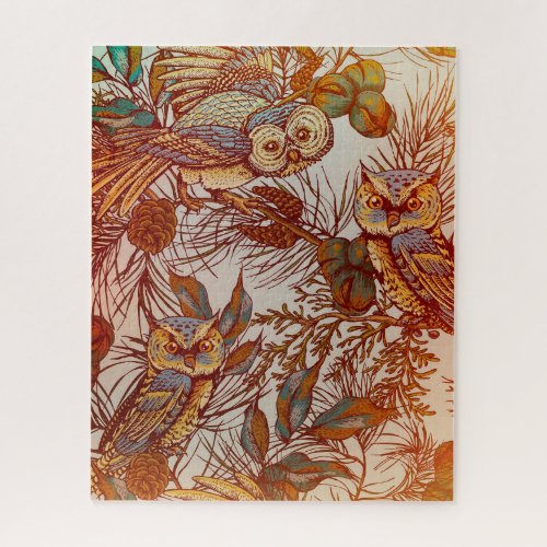 Autumn owl vintage fall jigsaw puzzle