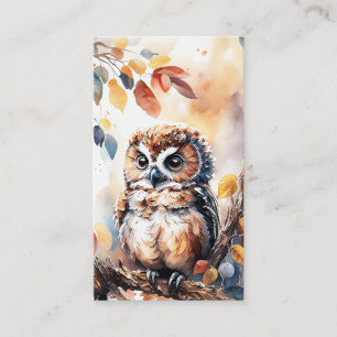 Autumn Owl Watercolor Illustration Business Card
