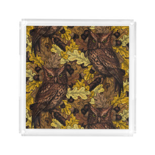 Autumn owls acrylic tray