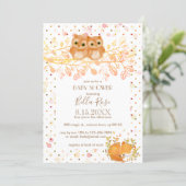 Autumn Owls Baby Shower Invitations (Standing Front)