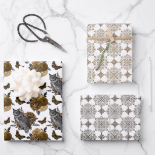Autumn Owls & Butterflies Wrapping Paper Sheets