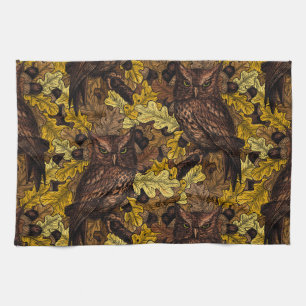 Autumn owls kitchen towel