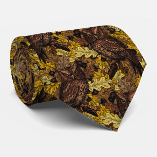 Autumn owls neck tie