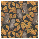 Autumn owls on black fabric