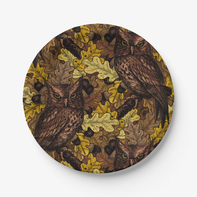 Autumn owls paper plates (Front)