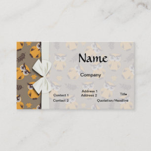 autumn owls pattern business card