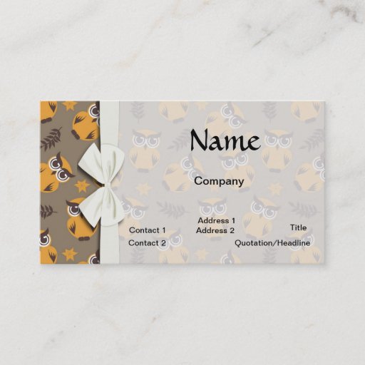 Customizable autumn owls pattern business card templates