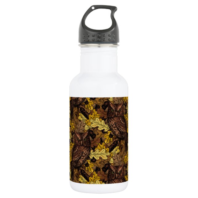 Autumn owls stainless steel water bottle (Front)