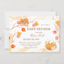 Autumn Owls Woodland Baby Shower Invitation