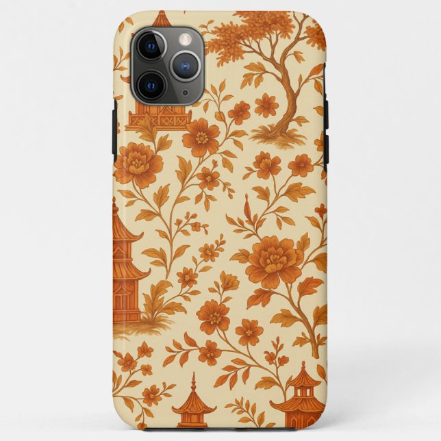 Autumn Pagoda Chinoiserie iPhone Case  (Back)