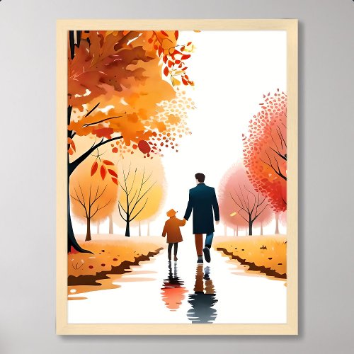 Autumn Painting Heartwarming Father Son Bonding Poster