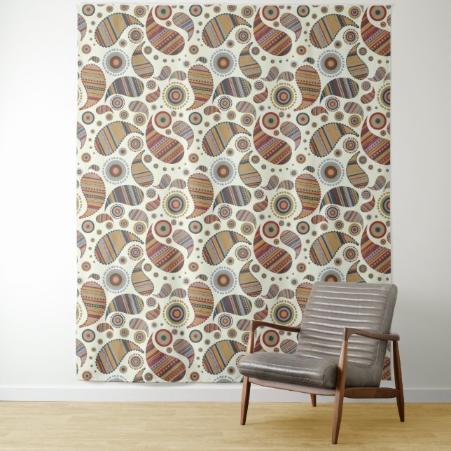Autumn Paisley Pattern Wall Tapestry (In Situ)