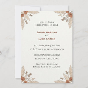 Autumn Pampas Scottish Wedding Invitation