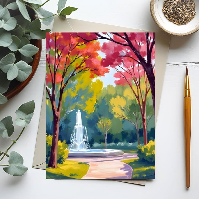 Autumn Park Fall Foliage Watercolor Postcard (Creator Uploaded)