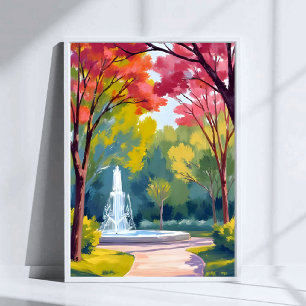 Autumn Park Fall Foliage Watercolor Poster