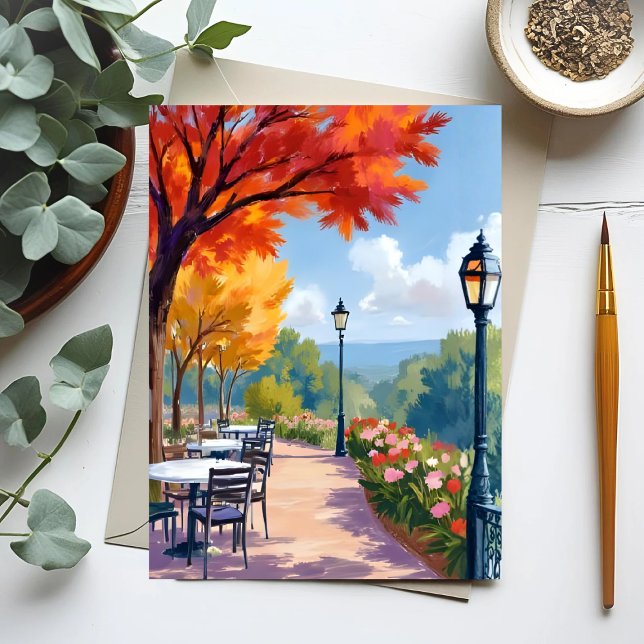 Autumn Park Stroll Watercolor Fall Foliage Postcard (Creator Uploaded)