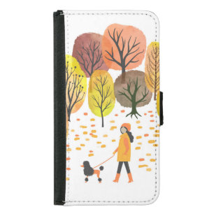 Autumn Park Watercolor: Vintage Scene Samsung Galaxy S5 Wallet Case