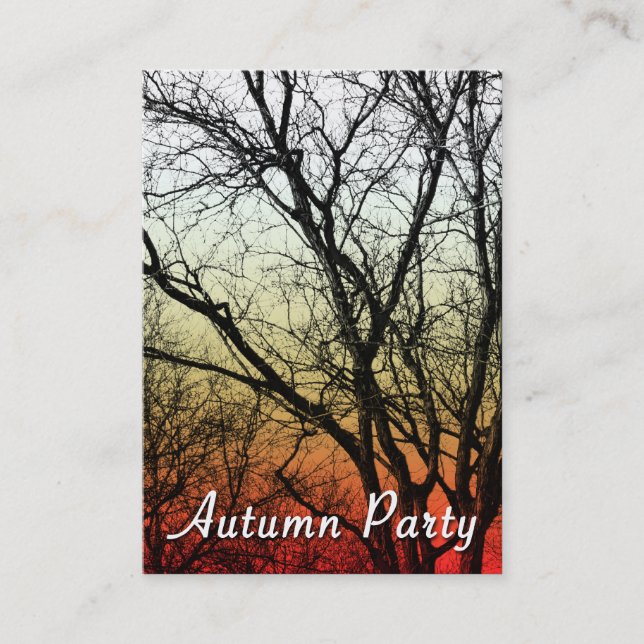 autumn party ghost tree business card (Front)