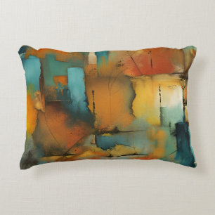 Autumn patchwork abstract accent pillow