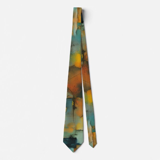 Autumn patchwork abstract neck tie (Front)