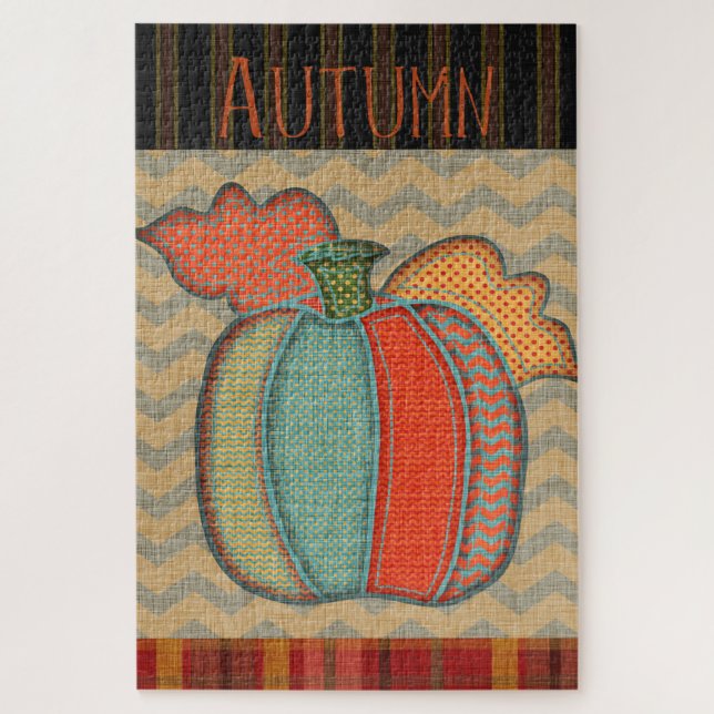 Autumn Patchwork Pumpkin Jigsaw Puzzle (Vertical)