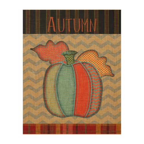 Autumn Patchwork Pumpkin Wood Wall Art