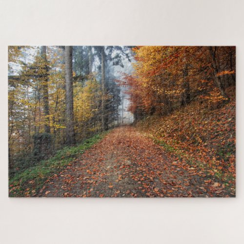 Autumn Path Changing Leaves Hiking Trail Photo Jigsaw Puzzle
