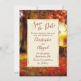 Autumn Path Fall Colorful Leaves Christian Wedding Save The Date