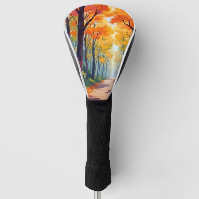 Autumn Path Fall Foliage Painting Golf Head Cover (Front)