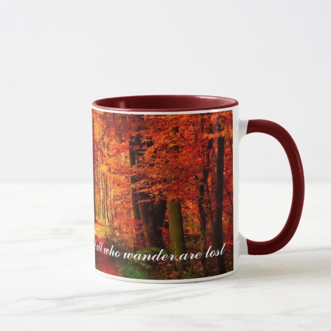 Autumn Path Fall Leaves Custom Text Coffee Gift Mug (Right)