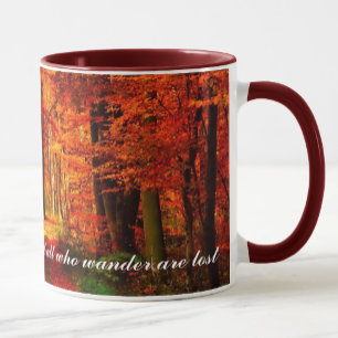 Autumn Path Fall Leaves Custom Text Coffee Gift Mug