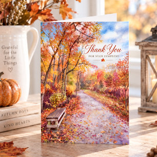 Autumn Path Memorial Sympathy Thank You Card